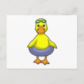 Eend bij zwemmen met zwemband briefkaart (Voorkant)