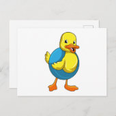 Eend bij zwemmen met zwemband briefkaart (Voorkant / Achterkant)