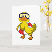 Eend bij zwemmen met zwemband & duikbril kaart (Gele Bloem)