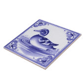 Eend Blauw en Wit Europese Folk Animal Art Tegeltje (Zijkant)