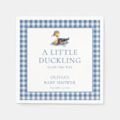 Eend Blauw Gingham Baby Shower Servet (Voorkant)