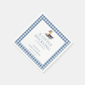 Eend Blauw Gingham Baby Shower Servet (Hoek)