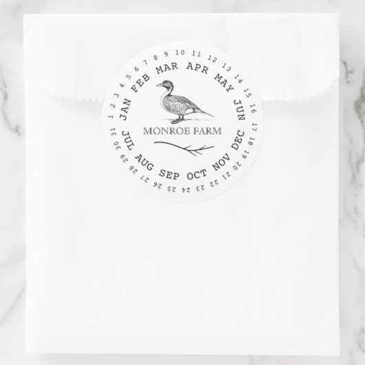 eend boerderij omcirkelde data eierdoos ronde sticker (Tas)