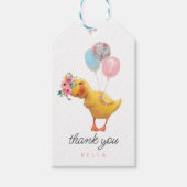 Eend cadeau Labels, Bloemen eend Verjaardagsgunst  Cadeaulabel (Voorkant)