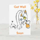 Eend Cartoon wordt snel beter Kaart (Gele Bloem)