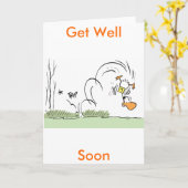 Eend Cartoon wordt snel gezond Kaart (Gele Bloem)