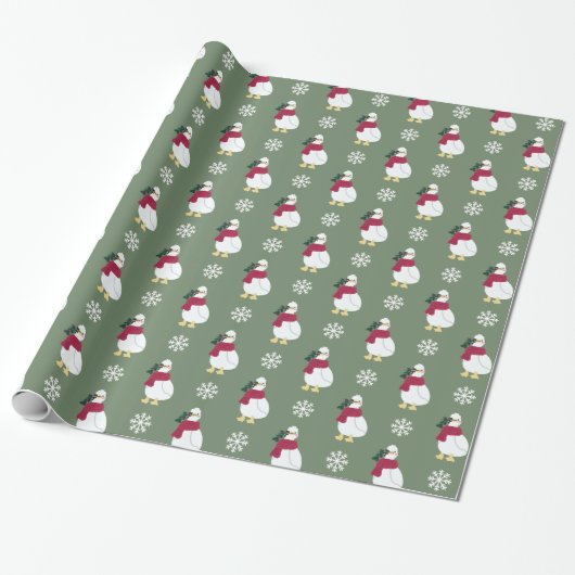 Eend Christmas Gift Wrap, grappig inpakpapier (Uitgerold)