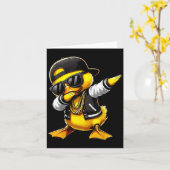 Eend Dabbing Grappige Rubber Eend met Zonnebril Kaart (Gele Bloem)