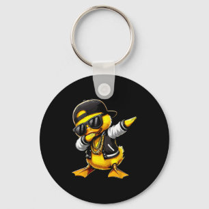Eend Dabbing Grappige Rubber Eend met Zonnebril Sleutelhanger