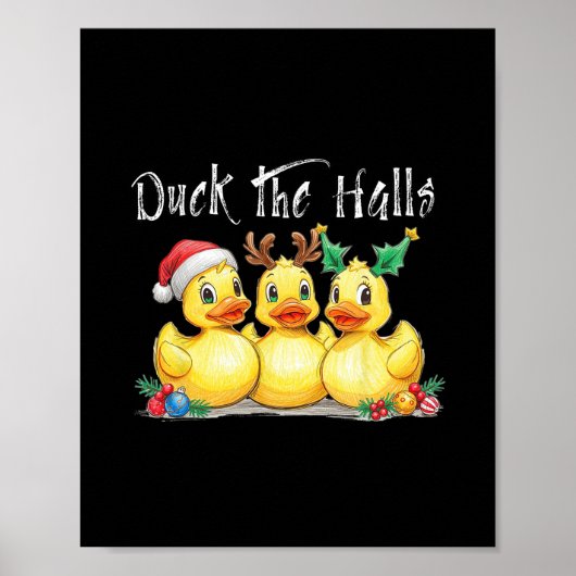 Eend De Hallen Kerstman Hoed Rendier Oren Hulst Ke Poster (Voorkant)