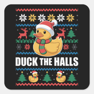 Eend De Hallen Lelijk Kerstmis Grappige Kerstman  Vierkante Sticker