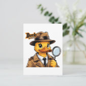 Eend Detective in Bruine Trench Coat Briefkaart (Staand voorkant)
