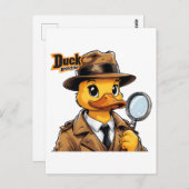 Eend Detective in Bruine Trench Coat Briefkaart (Voorkant / Achterkant)