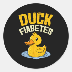 Eend Diabetes Funny Duck Diabetes Awareness Mannen Ronde Sticker