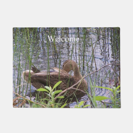 Eend die zich in het riet wast deurmat (Voorkant)