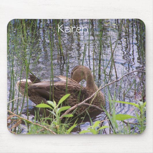 Eend die zich in het riet wast muismat (Voorkant)