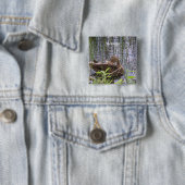 Eend die zich in het riet wast vierkante button 5,1 cm (In situ)