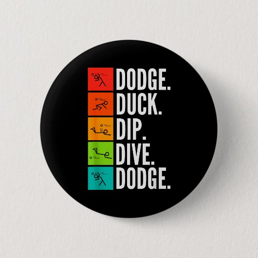 Eend Dip Duik I Balspellen I Grappige Dodgeball  Ronde Button 5,7 Cm (Voorkant)