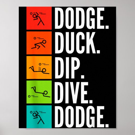 Eend Dompel Duik I Balspellen I Grappige Dodgeball Poster (Voorkant)