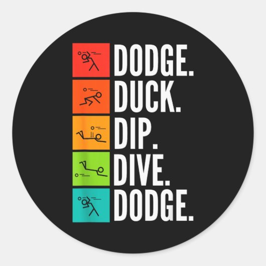 Eend Dompel Duik I Balspellen I Grappige Dodgeball Ronde Sticker (Voorkant)