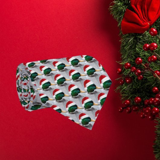 Eend Dragen Rode Santa Hat Patroon Vakantie Stropdas