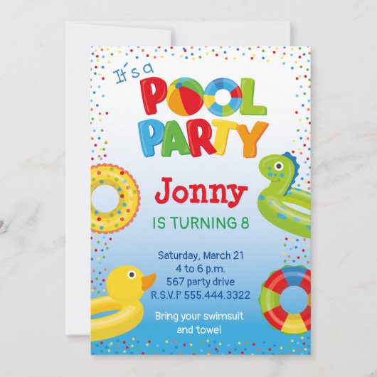 eend drijver Zwembad feest, zwemmen verjaardag Kaart (Voorkant)