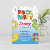 eend drijver Zwembad feest, zwemmen verjaardag Kaart (Staand voorkant)