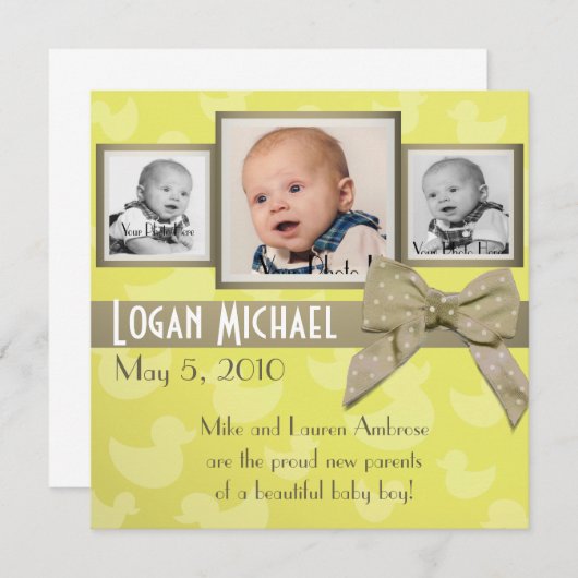 Eend Eend Schattig Aankondiging (Voorkant / Achterkant)