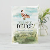 Eend Eend Twee Aquarel Jongen 2e Verjaardag Kaart (Staand voorkant)