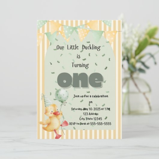 Eend Eerste Verjaardag Kaart (Staand voorkant)