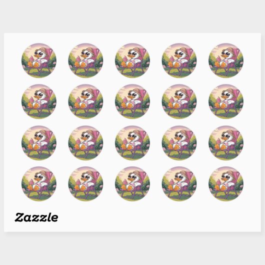 Eend eet zomerijs ronde sticker (Vel)