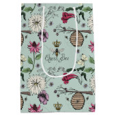 Eend Egg Blauw Queen Bee and Flowers Medium Cadeauzakje (Achterkant)