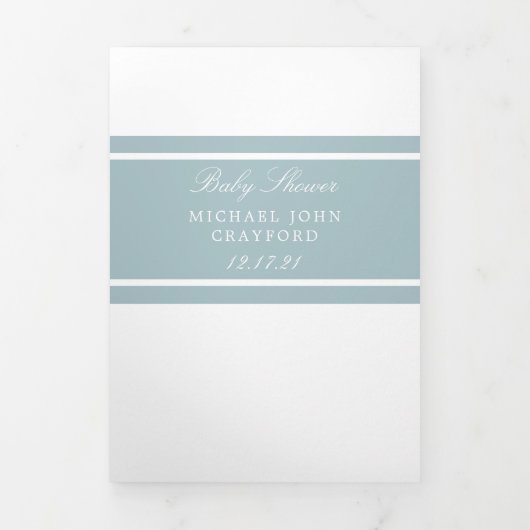 Eend Egg Blue, moderne Baby shower suite Drieluik Uitnodiging (Cover)