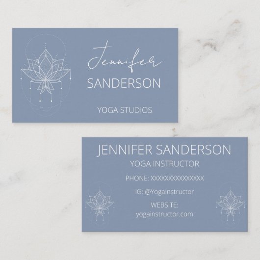 Eend Ei Blauw Boho Bloemen Lotus Yoga Visitekaartje (Voorkant / Achterkant)