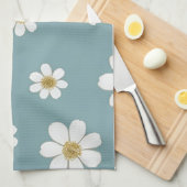 Eend Ei Blauw met Daisies, Origineel Patroon Theedoek (Quarter Fold)