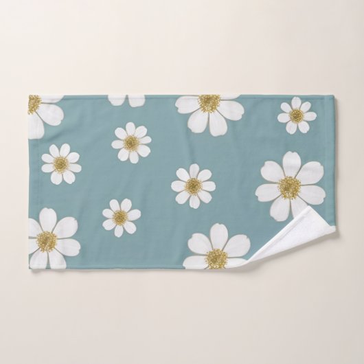 Eend Ei Blauw met Daisies Patroon Handdoek (Handdoek)