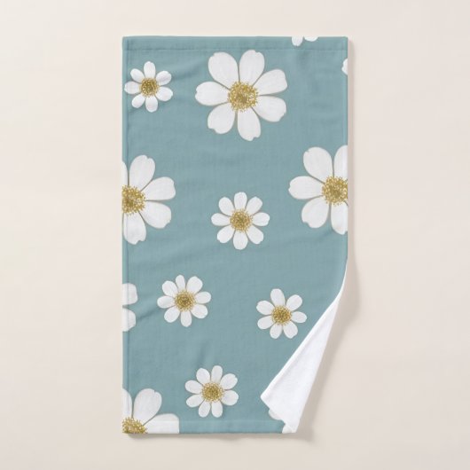 Eend Ei Blauw met Daisies Patroon Handdoek (Handdoek)