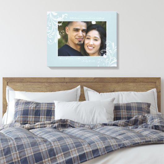 Eend Ei Blauw Wit Bloemen Fotosjabloon Afbeelding Canvas Afdruk (Insitu (Slaapkamer))