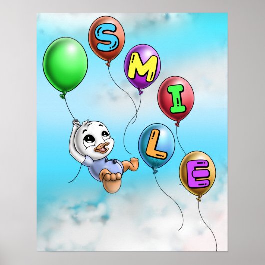 Eend en ballonnen poster (Voorkant)