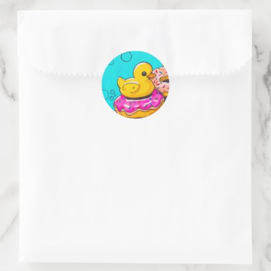 Eend en donutstickers ronde sticker (Tas)