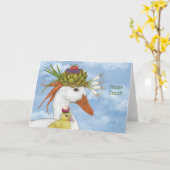 Eend en Duckling Paaskaart Kaart (Gele Bloem)