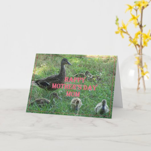 Eend en eendjes Moederdag Kaart (Gele Bloem)