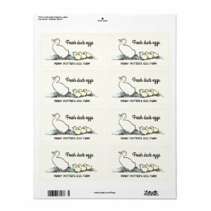  eend en eendjes vers ei karton label