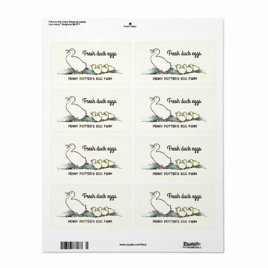 eend en eendjes vers ei karton label (Full Sheet)