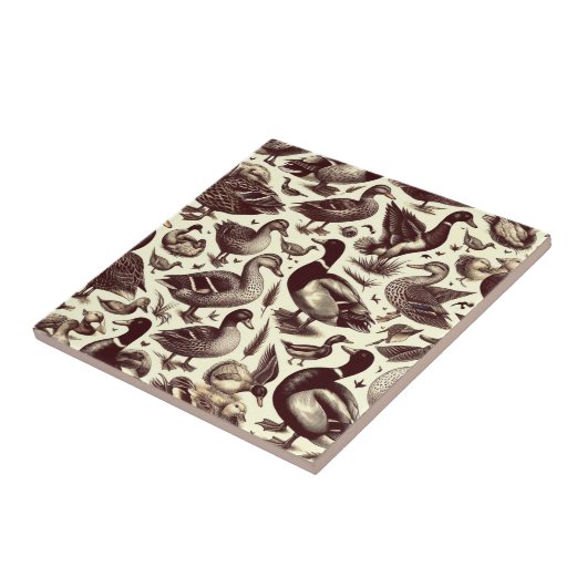  eend- en ganzenpatroon tegeltje (Zijkant)