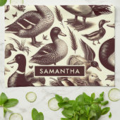  eend- en ganzenpatroon theedoek (Gevouwen)