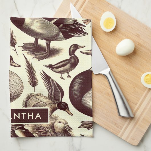  eend- en ganzenpatroon theedoek (Quarter Fold)
