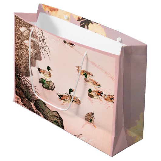 EEND EN KERSENBLOESEMS JAPANSE PRINT Gift Bag Groot Cadeauzakje (Voorkant Gekanteld)