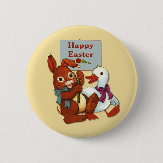 Eend en konijn Pasen Ronde Button 5,7 Cm (Voorkant)