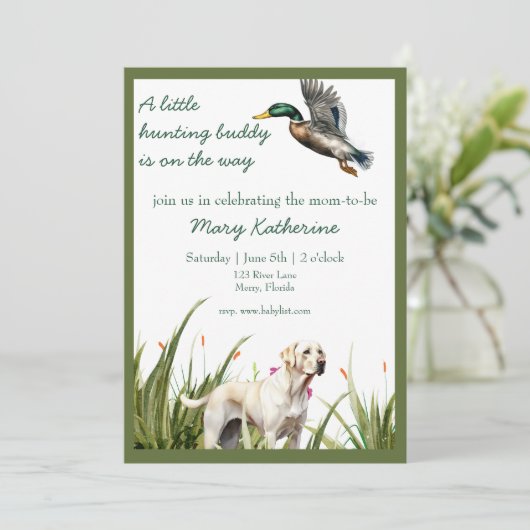 Eend en Labrador Baby shower Kaart (Staand voorkant)